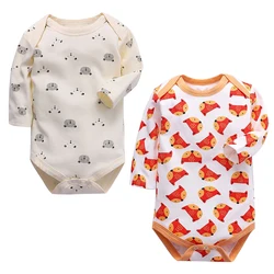 Bodysuit de manga comprida para bebê recém-nascido, 100% algodão, cueca corporal, roupas infantis para meninos e meninas, conjuntos de bebê