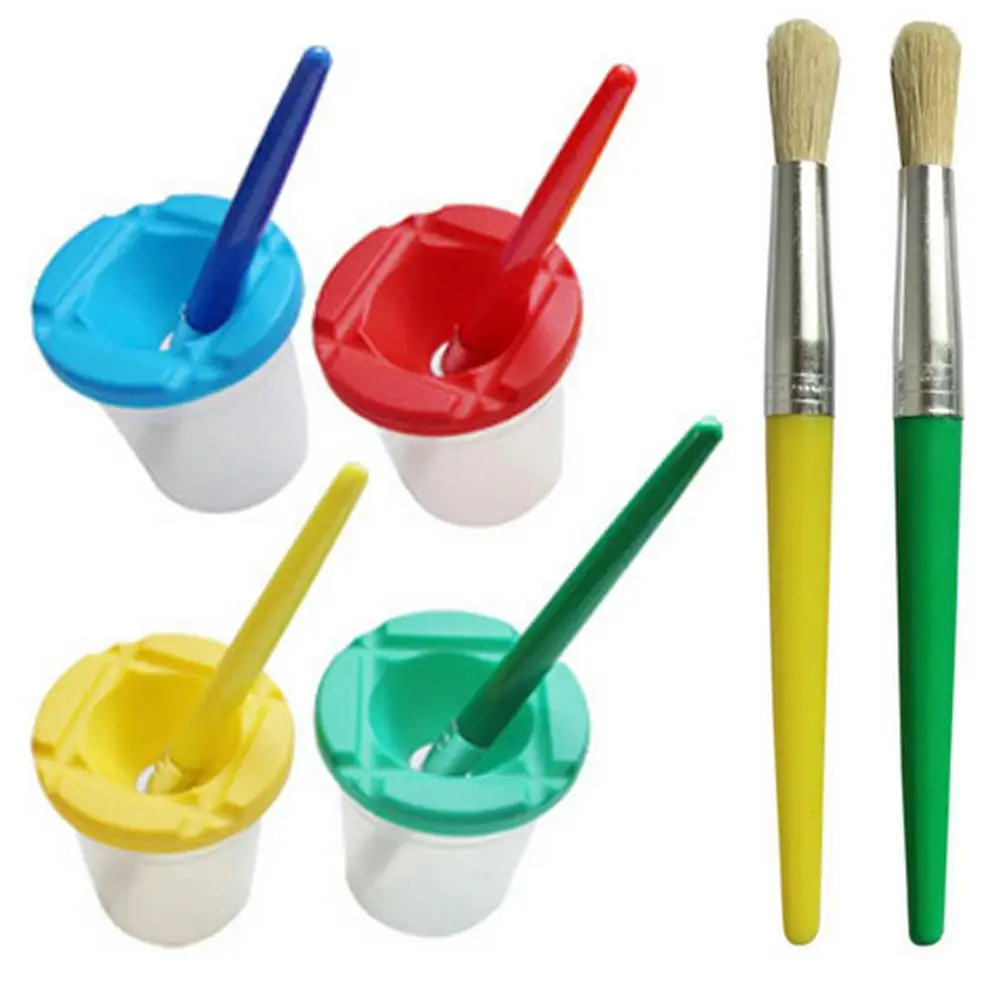 Creatives DIY Children Kids Paint Brush Pen Cup Scrawl writing brush Cup Paint Cup Painting Handmade Accessories Random Color