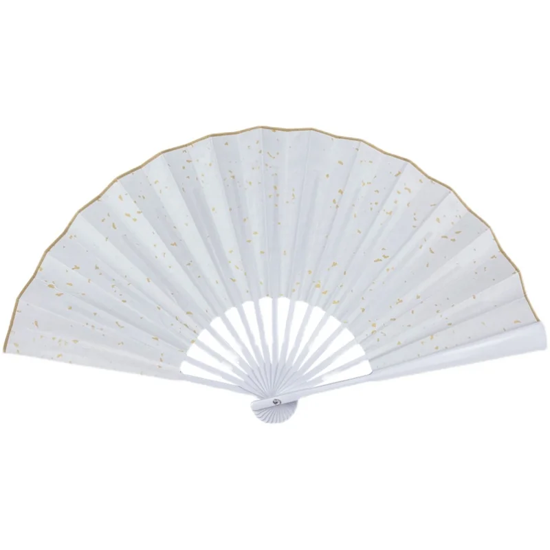 Folding Fan Sprinkle Gold Ventilateur Bamboo Hand Fan Chinese Style Double Sided Cloth Ventilatore Photography Props Gift Summer