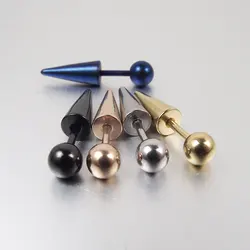 2 pieces fake stainless steel ear Taper Fake Ear Stretcher stud Earrings Ball spike cheater expander Men punk jewelry