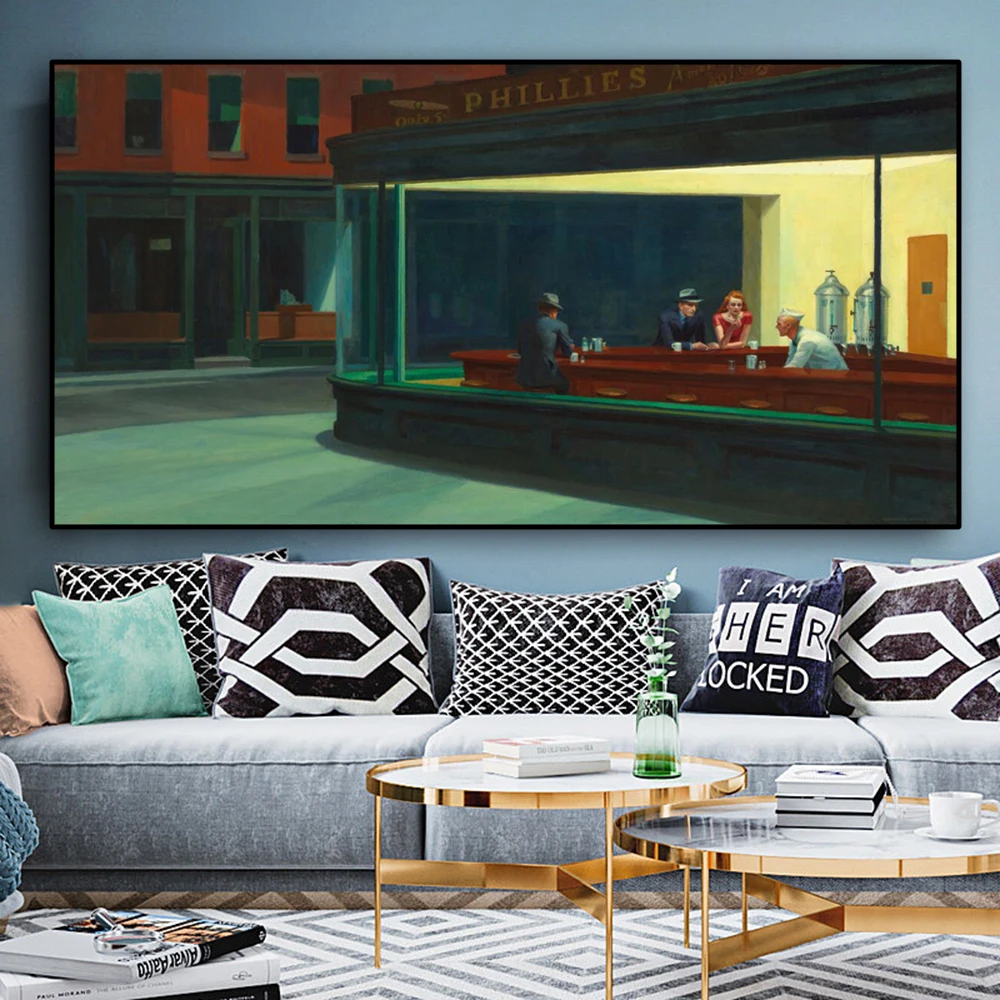 

Nighthawks by Edward Hopper Famous Paintings On the Wall Art Posters And Prints Canvas Pictures Wall Decor for Living Room Decor