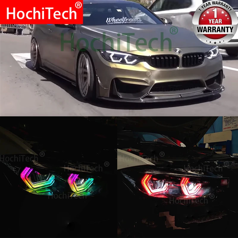 

Для BMW 2012-UP M4 F80 F81 F82 F83 Аксессуары RGBW Многоцветный ICONIC M4 Стиль Crystal Angel Eyes Kit DRL