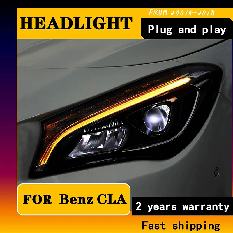 Car Styling Head Lamp For Benz CLA 2014-2018 Headlights Daytime Running Light DRL Bi-LED LENS