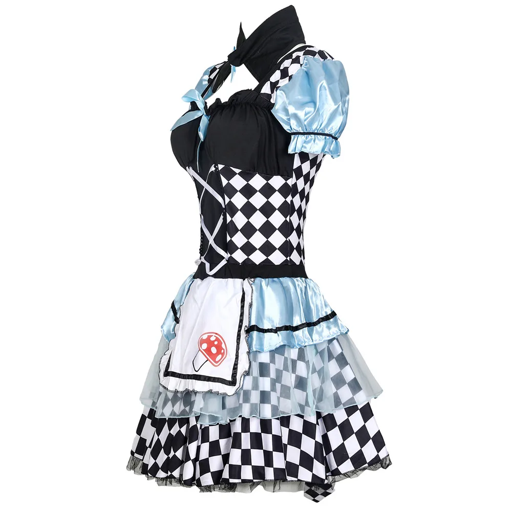 Traje de halloween para mulheres adultas alice no país das maravilhas vestido de festa azul anime alice sonho sissy maid doce lolita cosplay outfit