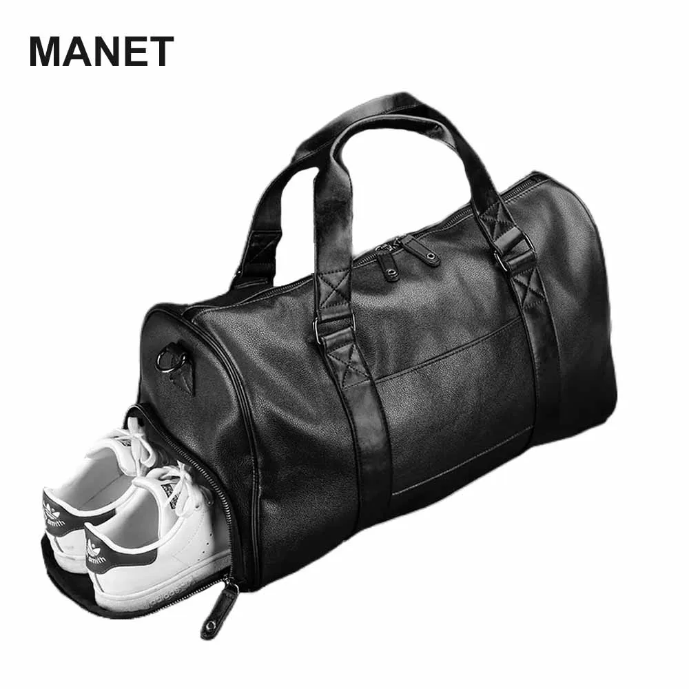 PU Leather Men Travle Bags Vintage Layered Men Duffel Bag High Quality Handbags for Male Large Capacity Sports Gym Business Bag