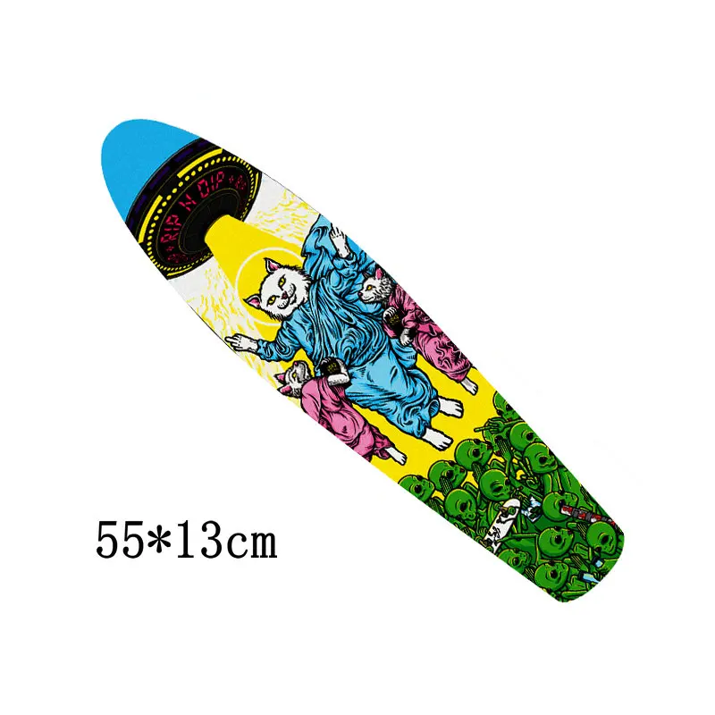 55*13cm pequena placa de peixes lixa mini skate adesivo engrossado anti-skid lixa de placa de banana