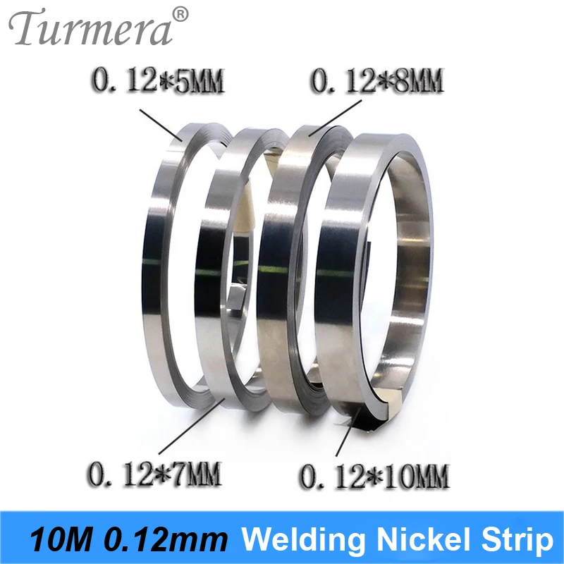 Turmera 10 metr 0.12mm spawanie taśmy z niklu 5mm 7mm 8mm 10mm szerokość dla 18650 litowo i 32700 Lifepo4 baterii Diy lutowania wykorzystanie