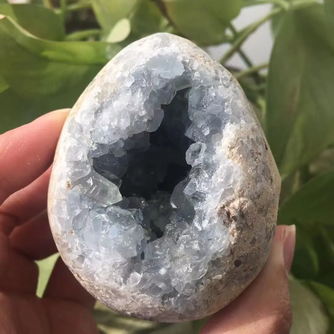 Natural celestite geode quartz cluster crystal specimen healing