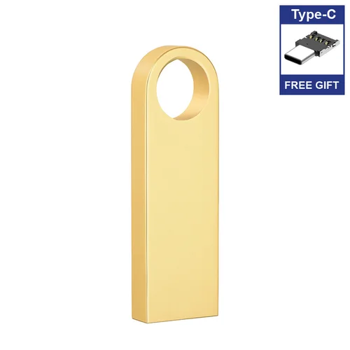 Imagen 1 del producto Unidad flash USB 2,0 de Metal de alta calidad, pendrive de 8GB, 16GB, 32GB, 128gb, 256gb, tipo c libre o micro adaptador