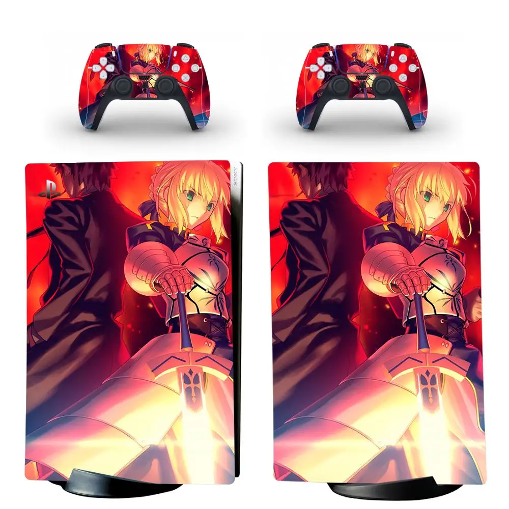 Fate Saber PS5 Digital Edition Skin Sticker Decal Cover for PlayStation 5 Console and 2 Controllers PS5 Skin Sticker Vinyl