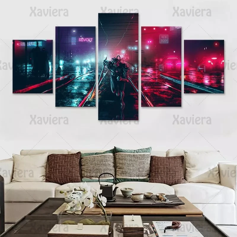 

Five Piece Set Punk Style Neon Posters and Prints HD Modular Pictures Home Decor Living Room Wall Art Canvas Painting Frameless