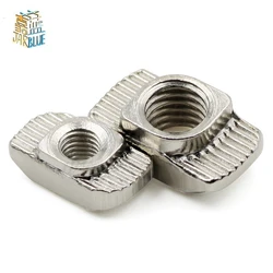 10 unids/lote M3 M4 M5 M6 M8 tuerca en T de rosca estándar de la UE con ranura en T de acero al carbono para perfiles de aluminio serie 2020 3030 4040 4545