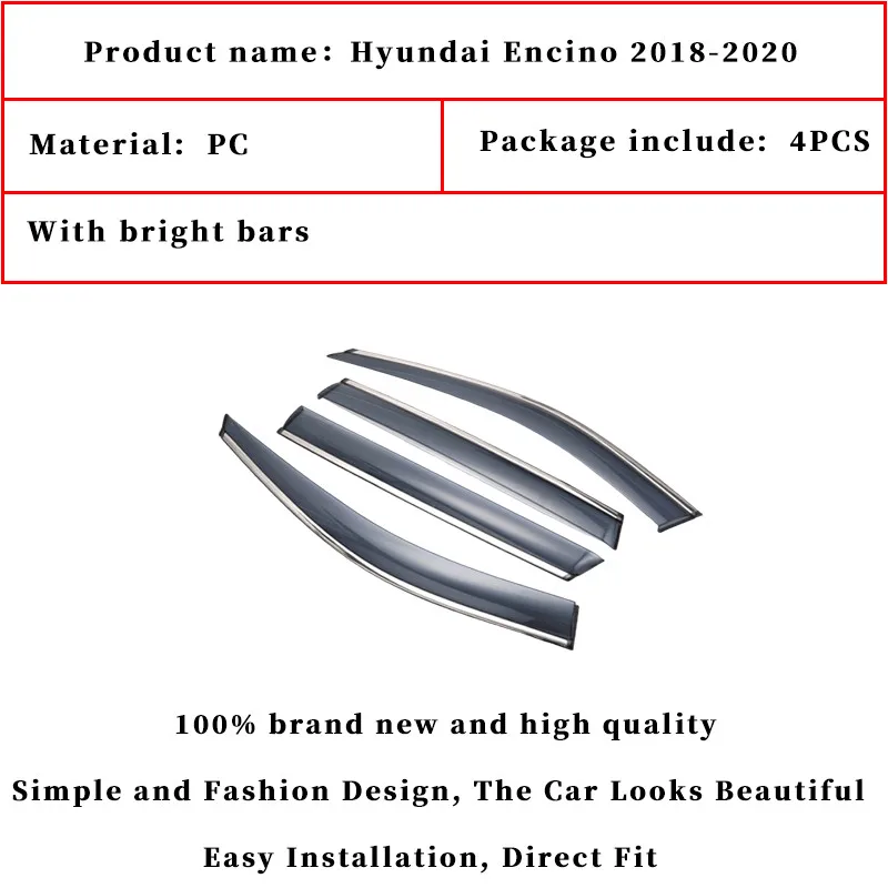 Window Deflectors For Hyundai Encino 2018-2020 Protection Wind Guard Vent Sun Rain Visor Cover Car Decoration Accessories