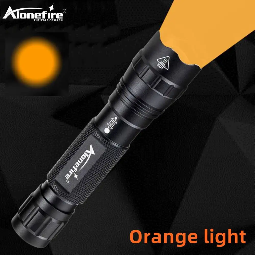 Alonefire-linterna táctica LED TK503, luz naranja y amarilla, portátil, con zoom de defensa personal, para acampar