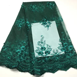 Green African Lace Fabric 2021 High Quality Lace With Beads/ Latest French Net Lace Fabric Nigerian Lace Fabrics For Wedding