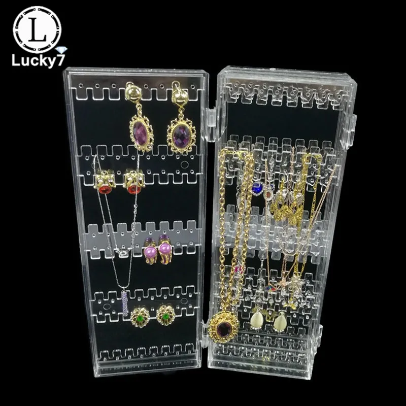 4 Foldable Acrylic Jewelry Display Holds Up Earrings Ear Stud Holder Transparent Jewelry Organizer Earring Showcase Stand Box