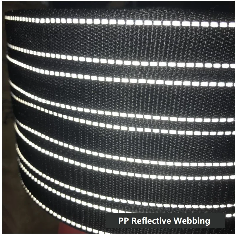 

Black Polypropylene Double Line Reflective Thread Webbing, Warning Bag, Pet Ribbon, Protective Material, Thick, Clothing