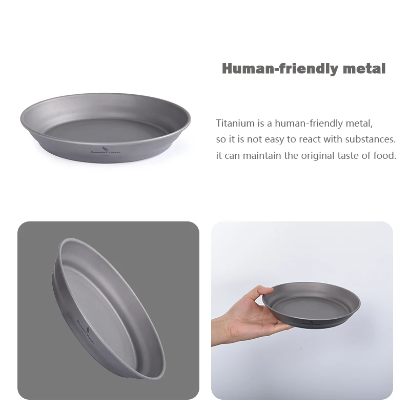 Boundless Voyage Titanium Plates Bowls Dinner Set Outdoor Camping Travel Dishes Lightweight Metal Tableware Kitchen Dinnerware