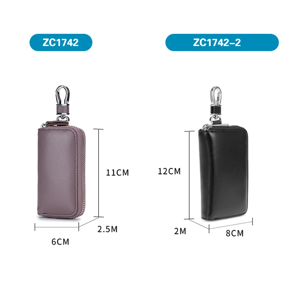 Zency Upgraded Genuine Leather Home Car Key Holder Bags Unisex Key Wallet Organizer Case Keychain Pouch Housekeeper Purse