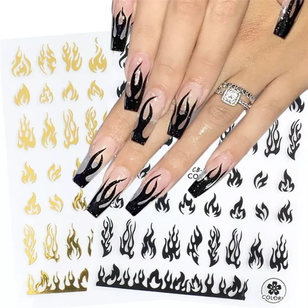 WG-297 CB-205 Pretty girl warrior Grimace man Fire Flames 3D Back glue Nail Art Stickers Decals Sliders Nail ornament decoration