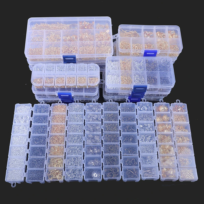 

1Box DIY Jewelry Findings Tools Set Open Jump Rings Lobster Clasps End Caps Earring Hooks Beads Kit DIY Jewelry Making Supplies