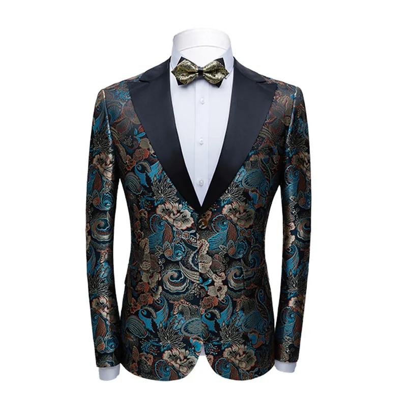 Men Suit Tuxedo Slim Fit Fashion Peak Lapel 2 Pieces Party Prom Banquet Stage Costume Ball Nightclub Singer Host Dancer Musician