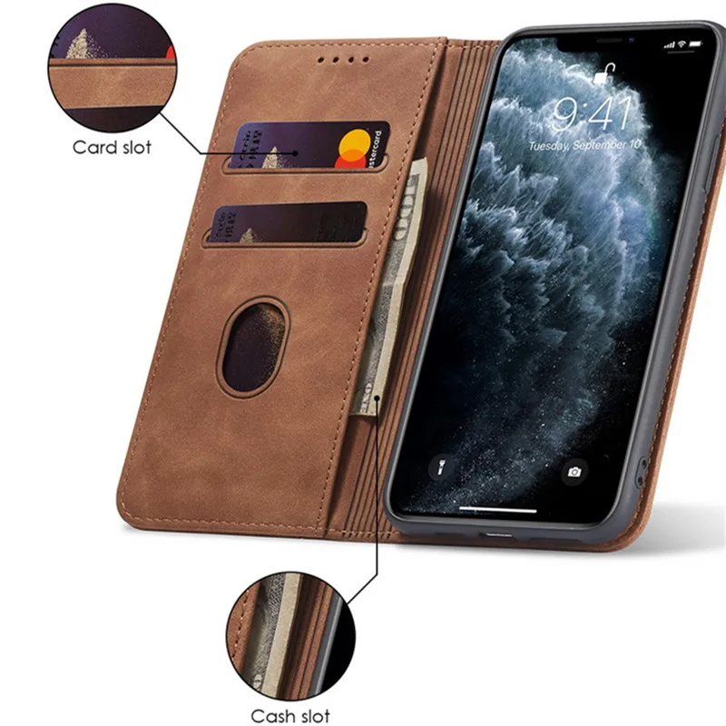 Case for iPhone 16 15 11 12 13 14 Mini Pro X XS Max PLUS XR SE 2020 Luxury Wallet Cards Stand Leather Flip Coque Phone Bag Cover