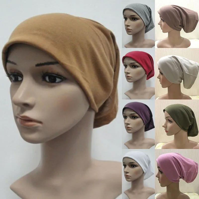 

Soft Cotton Modal Underscarf Bonnet Plain Stretchy Full Cover Inner Hijab Muslim Women Back Open Under Cap Turban Islam Headband