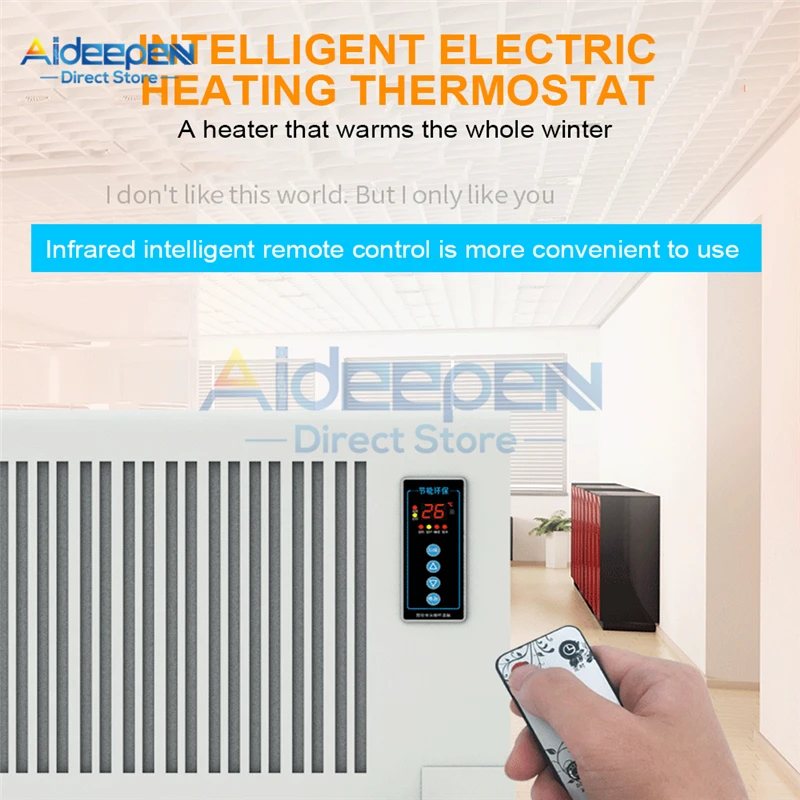 AC 110V-220V 2500W High Power Intelligent Thermostat Room Electric Floor Heating Temperature Controller Infrared Remote Control