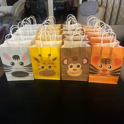 Chicinlife 5 Stuks Aap Zebra Tijger Leeuw Olifant Papieren Zakken Jungle Party Gift Candy Bag Baby Shower Kids Verjaardagsfeestje levert