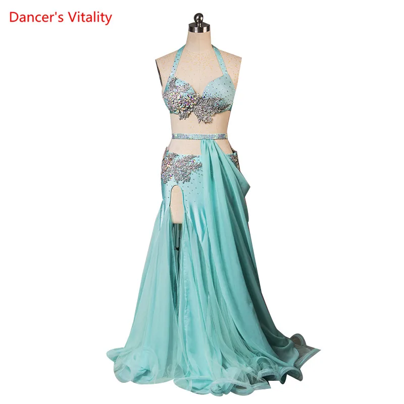 Belly Dance Set Full Diamond Bra Split Skirt Performance Suit High-End Custom Adult Child Profession Competition Clothing