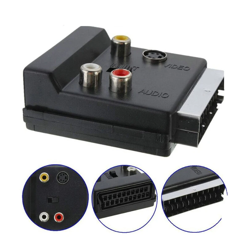 eu rgb scart to 3 rca s-video adapter transmits analog signals​ connect dvd players 21 pin video adapter converter