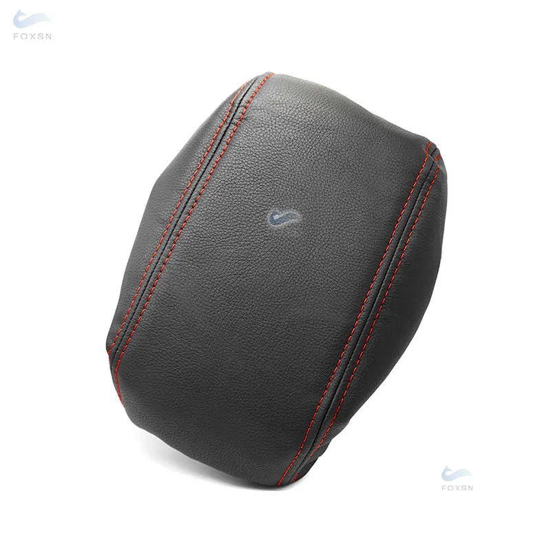 For Nissan Qashqai 2008 2009 - 2017 Car Accessories Center Control Armrest Box Cover PU Leather with Sponge Decor Black-red line