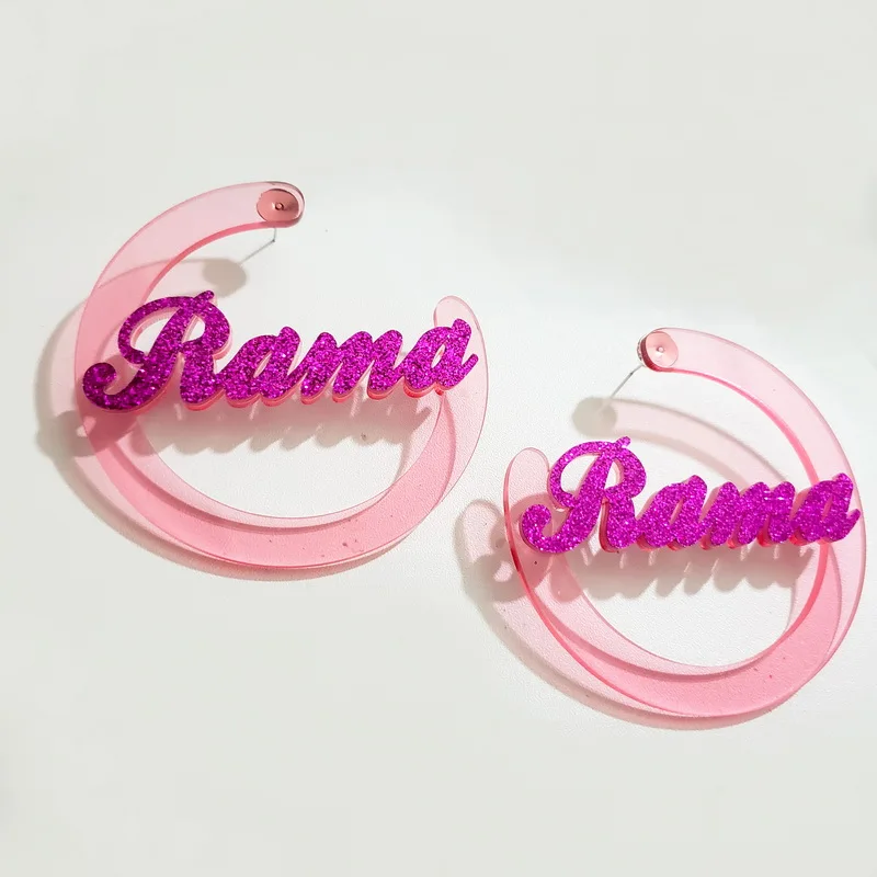 Personal Custom Name Design Moon Style Unique Acrylic Earrings Perfect Gift for Best Friend Love Jewelry for Girls