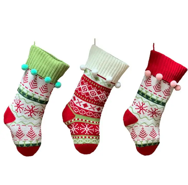 Christmas Decoration Stocking Knitted Jacquard Christmas Decoration Socks Acrylic Xmas Tree Home Santa Hanging Gift Socks SN3720