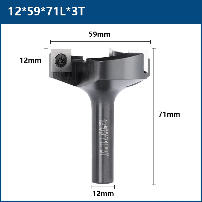 CMCP Wood Router Bit 12mm 3 Flute Planing Bits Face End Milling Cutter Insert-Style Spoilboard CNC Surfacing Router Bit For wood