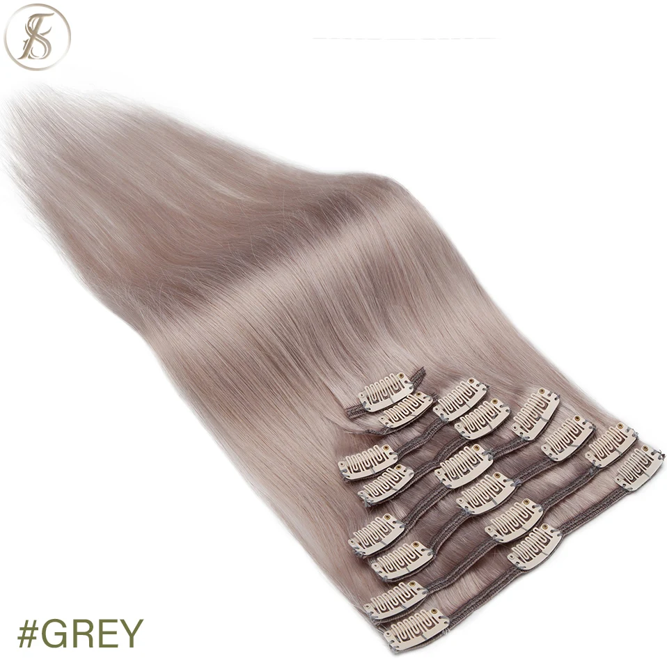 TESS 50-80g Natürliche Haar Extensions Clip In Menschliches Haar Extensions Gerade 8 teile/satz Vollen Kopf Dünne Highlight haar Clip Haarteil – Detail 19