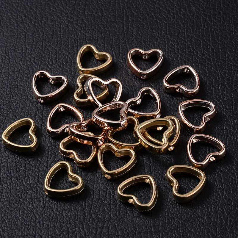 50Pcs/Lot 10x12mm CCB Love Heart Frame Beads Spacer Connectors for DIY Bracelet Earrings Jewelry Making Accessories Findings