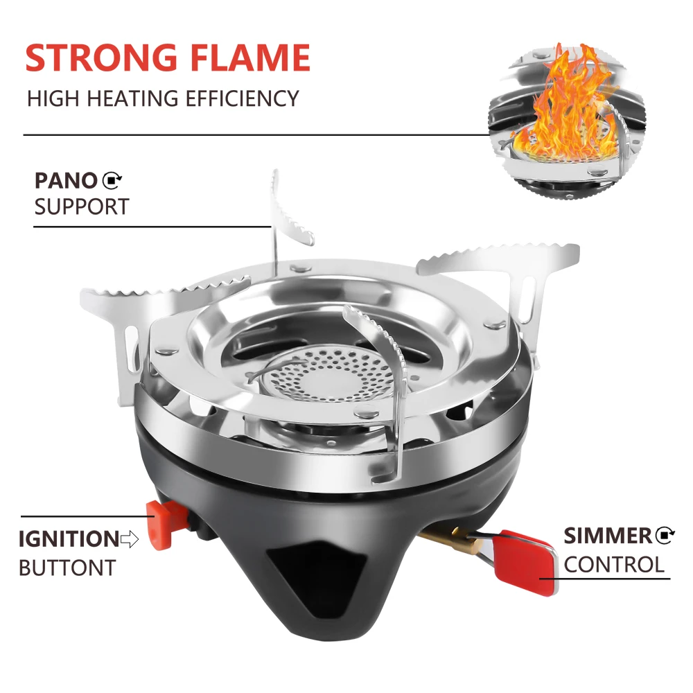 APG Portable Cooking System Outdoor Hiking Stove Heat Exchanger Pot Propane Gas Burners 1400ml Camping Equipment Oven