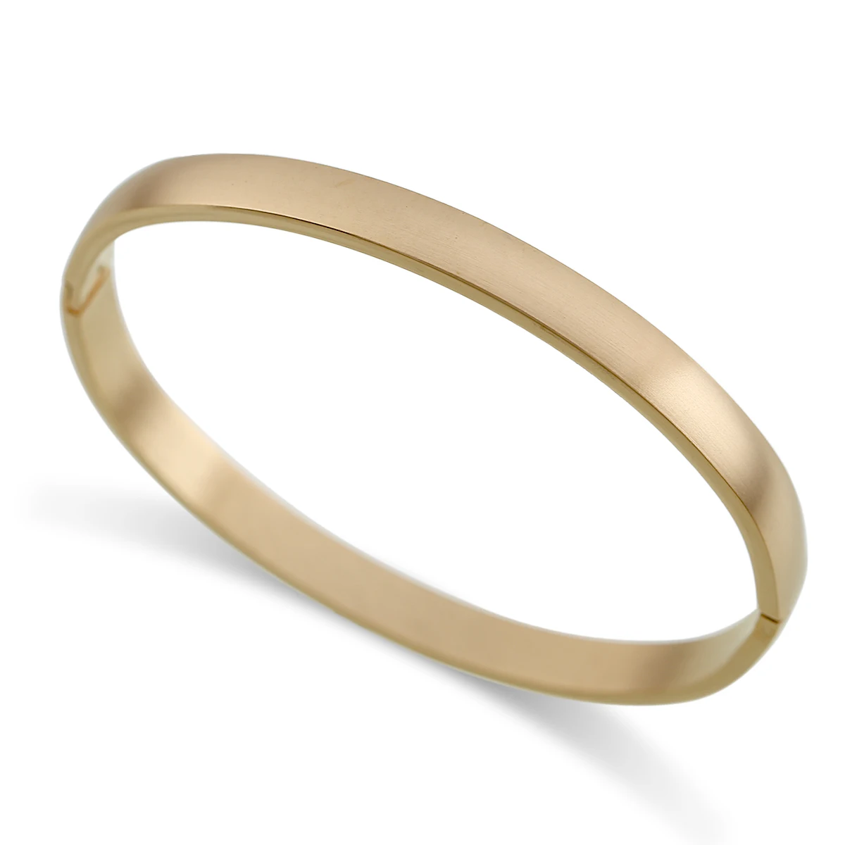 

Trendy Brushed Gold Color Stainless Steel Oval Shape Cuff Bangle Exquisite Statement Bracelet for Friendship Love Gifts