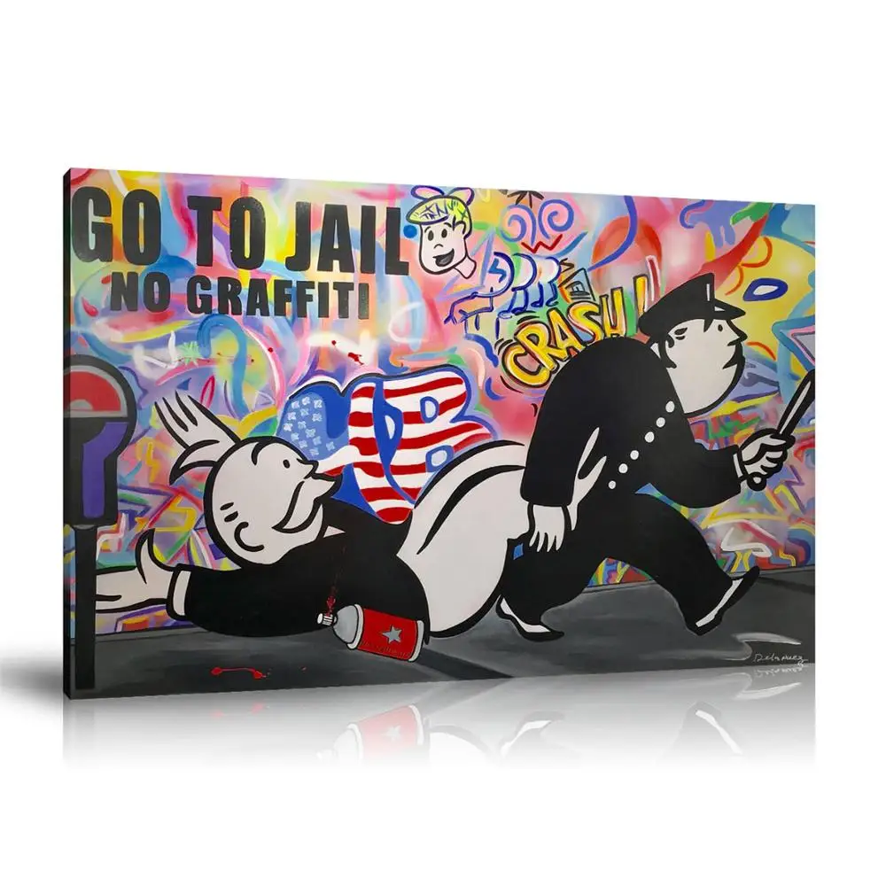 HD-Druck Alec Monopoly Ölgemälde Home Decor Wandkunst auf Leinwand Go To Jail No Graffiti Leinwanddrucke Leinwandgemälde