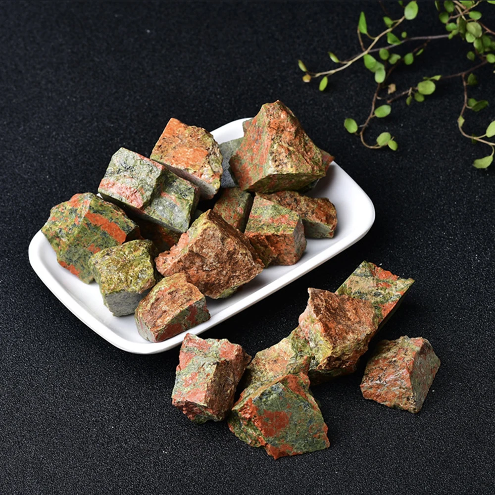Unakite Rough Natural Raw Stones Crystals Flower Green Stone Reiki Healing Gemstone Flowerpot Fish Tank Home Decor