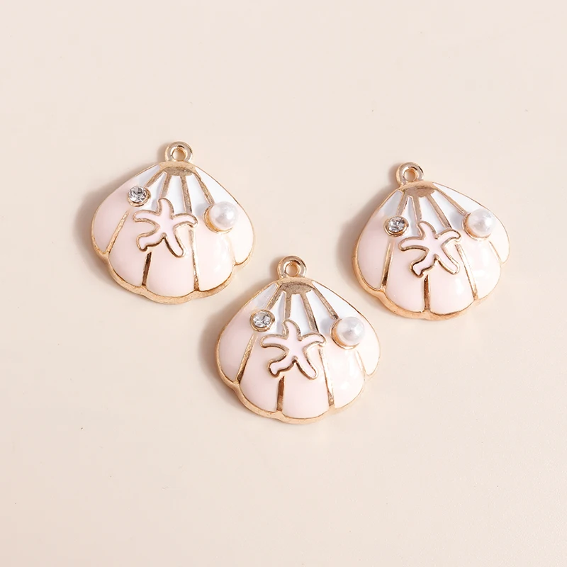 10 stücke Mix Nette Emaille Shell Seestern Charme Anhänger der Halskette Ohrringe Schlüsselanhänger Handemade DIY Schmuck Machen Zubehör – Detail 29