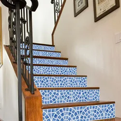 6pcs/set Mosaic Tile Style Stairs Decorative Stickers Corridor Staircase Mural Self Adhesive Decals For Home DIY Decor