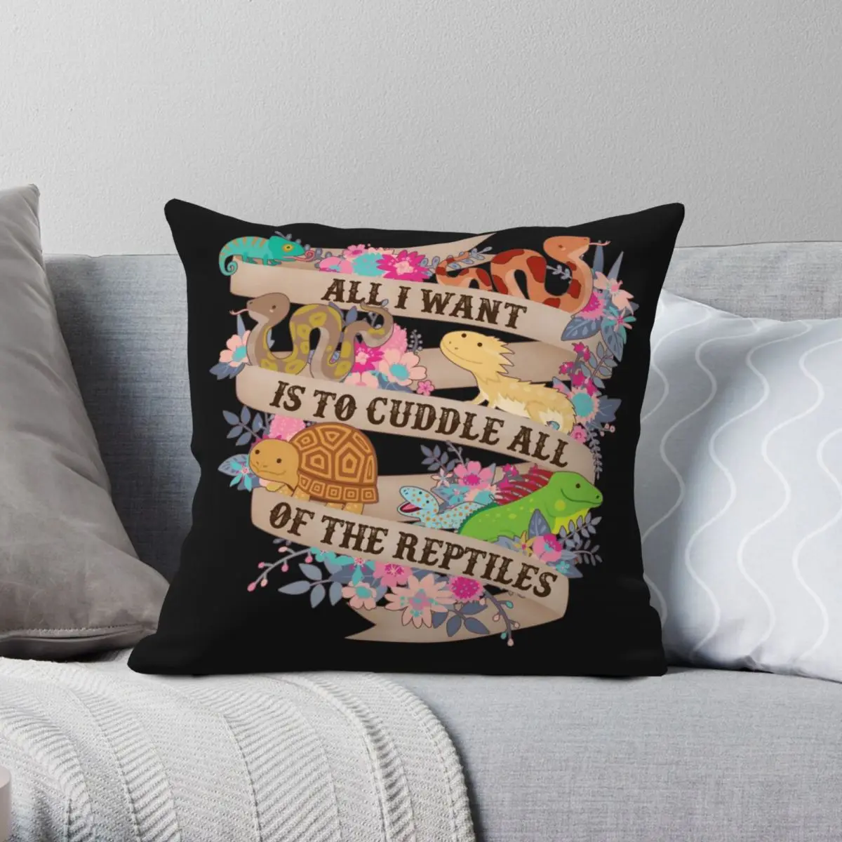 

Квадратный чехол для подушки Cuddle All Of The рептилии, чехол из полиэстера и льна с бархатным узором, Декоративная Подушка на молнии, чехол для автомобильной подушки, чехол