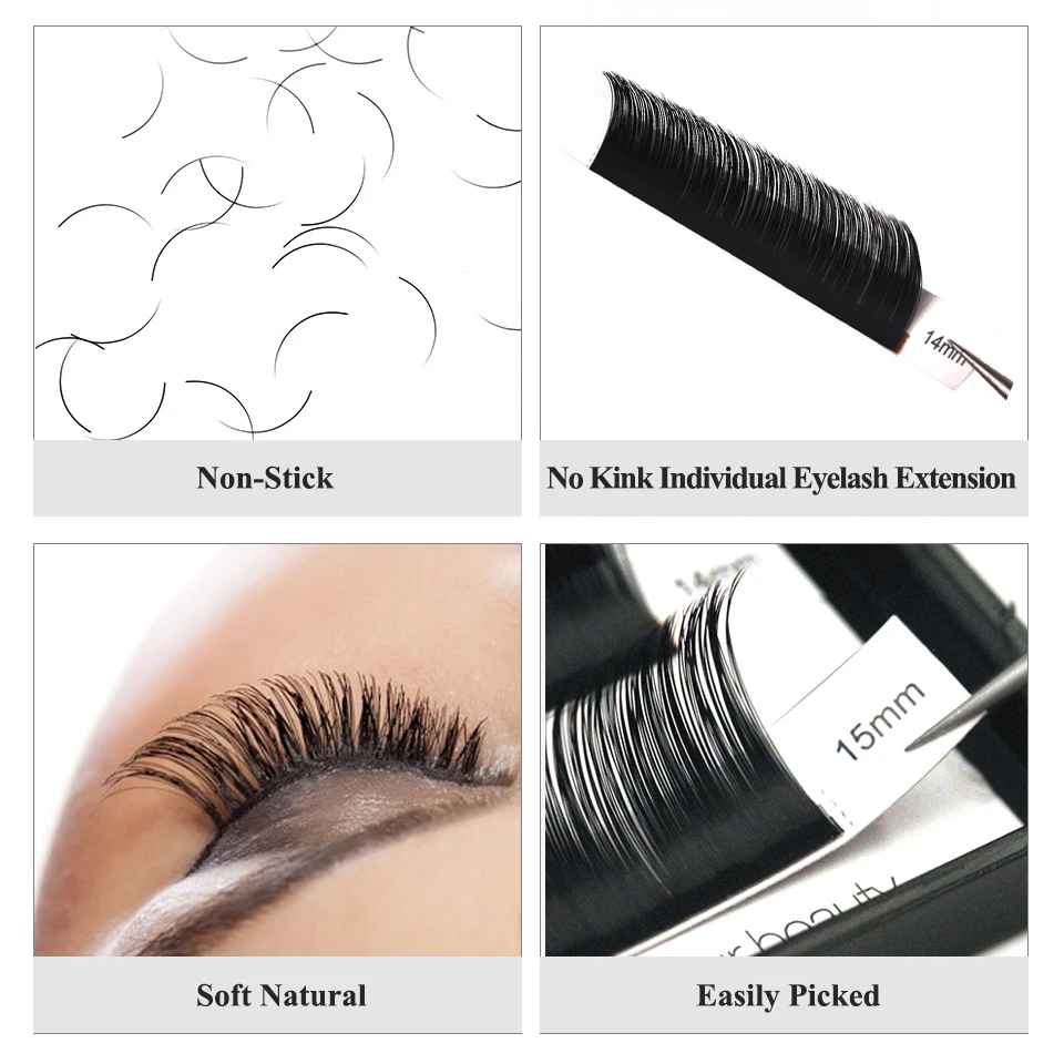 Newcome 10PCS 12rows Eyelashes Extensions Natural Lashes Silk Volume Lash Extension Faux Mink make up lashs makeup tools