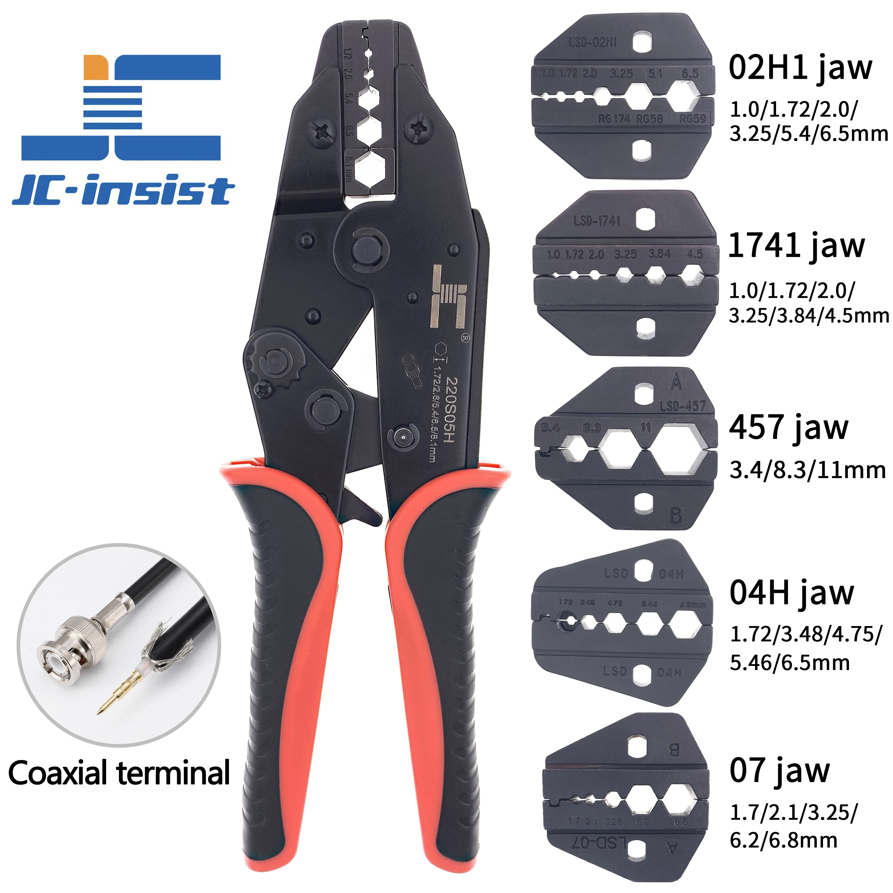 

Coaxial wire and cable hexagon terminal crimping pliers, diameter 1.0-11mm surveillance video terminal pliers