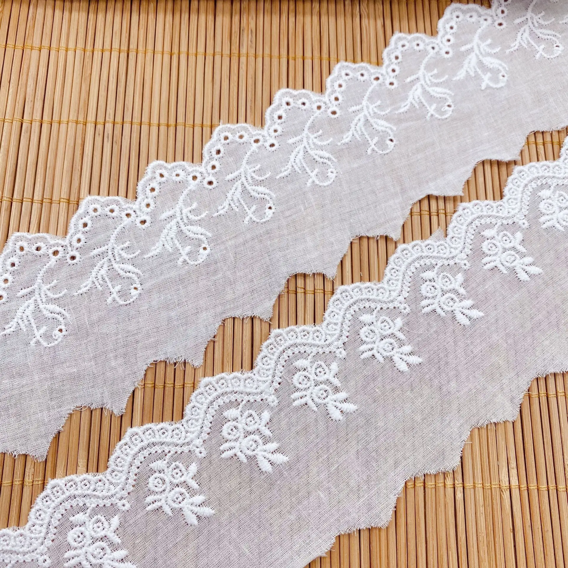 White Beige Vintage Cotton Cloth Embroidered Lace Trim Clothes Dress DIY Necklace Handmade Jewelry Lolita Clothing Sewing Lace