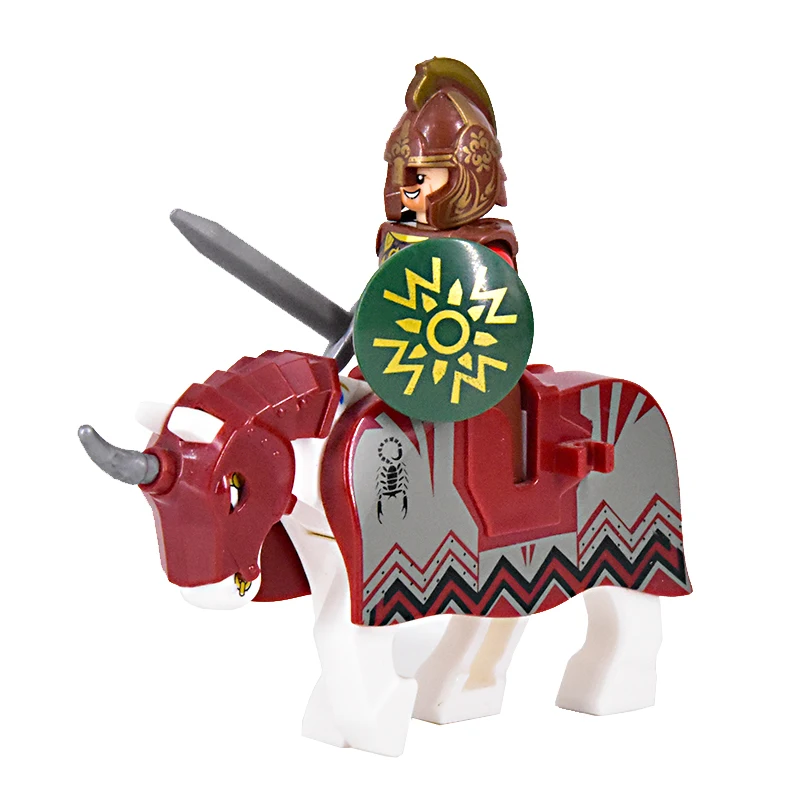 Figuras medievales de la Edad Media, Guerrero romano, Caballero dorado, caballo, halcón, castillo, Rey, caballeros del dragón, bloques de construcción, regalos de BricksToys