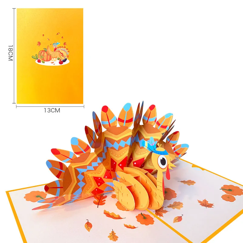 

10 Pack Turkey Pop-up Thanksgiving Day Card 3D Turkey Holiday Card Birthday Thank You Gift Friends